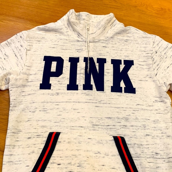 Victoria's Secret Size XS~Pink~ Womens Ivory Heather 1/4 Zip Pullover Sweatshirt - Picture 5 of 16